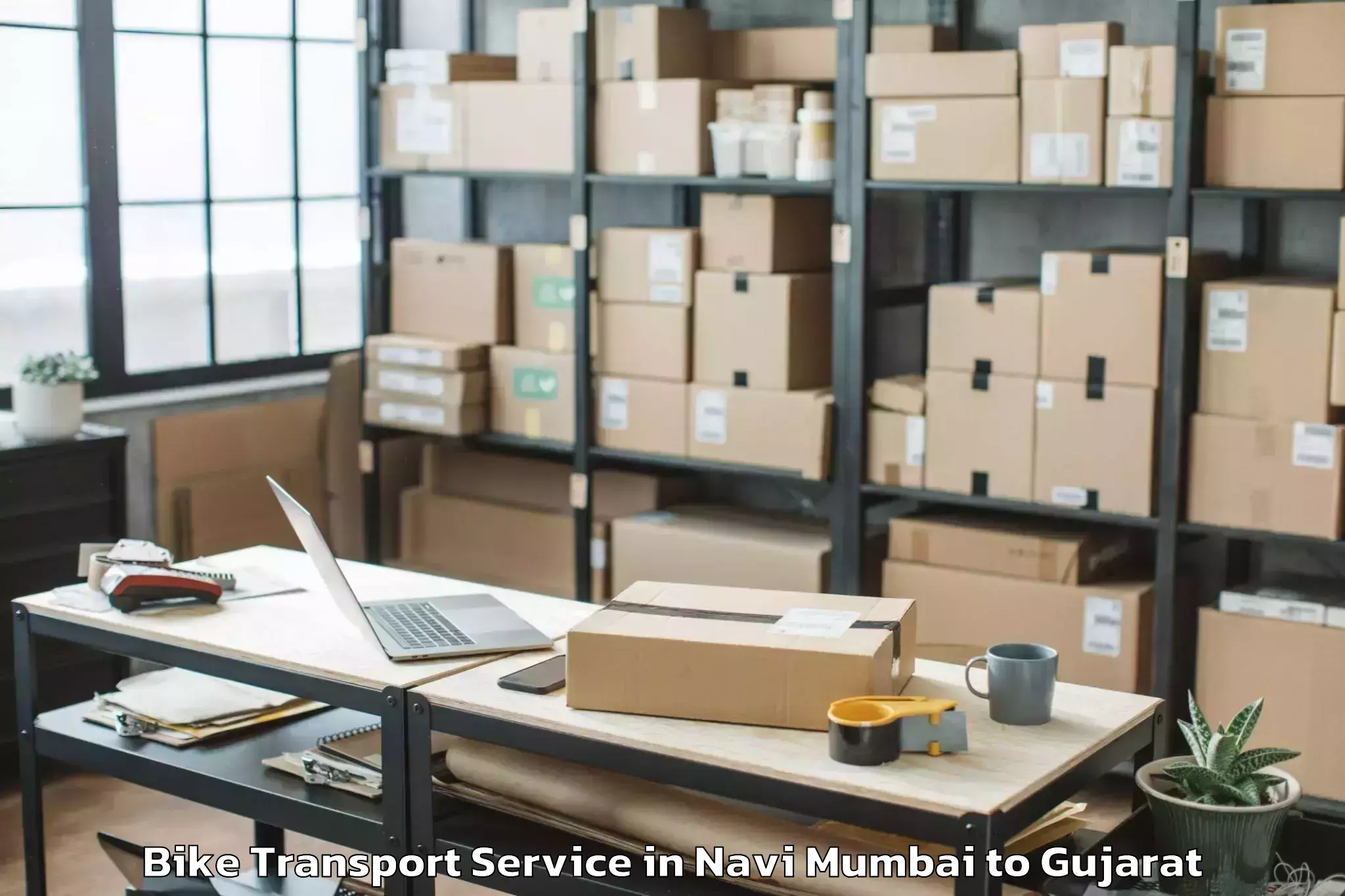 Hassle-Free Navi Mumbai to Rai University Ahmedabad Bike Transport